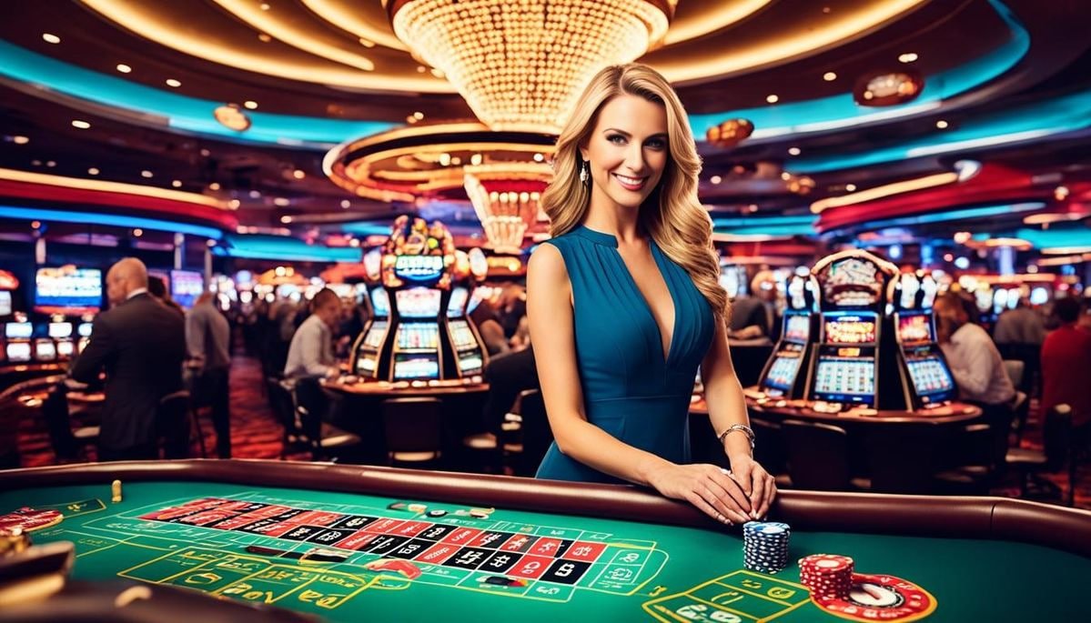 Studio live-dealer akun toto dengan kamera multi-sudut untuk permainan blackjack dan roulette